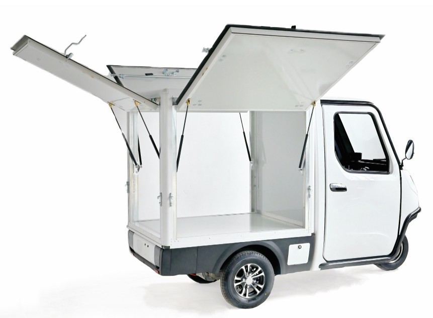 Elektr. Lastendreirad, Kabinenroller, mit Kastenaufbau, 45 oder 25 kmh